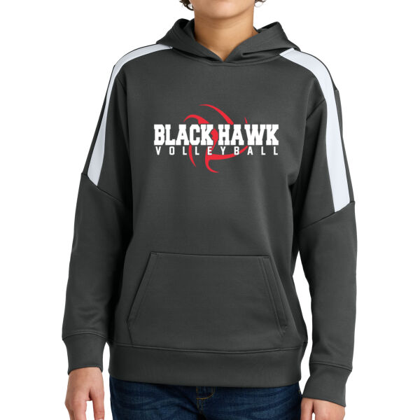 Black Hawk Volleyball 2026 Logo 1 - Youth Sport Wick ® Fleece United Pullover Hoodie Thumbnail