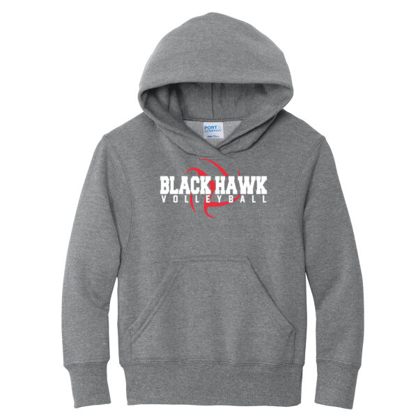 Black Hawk Volleyball 2026 Logo 1 - Youth Core Fleece Pullover Hooded Sweatshirt Thumbnail
