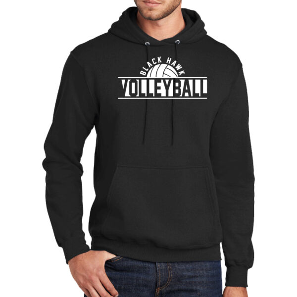 Black Hawk Volleyball 2026 Logo 1 - Tall Core Fleece Pullover Hooded Sweatshirt Thumbnail