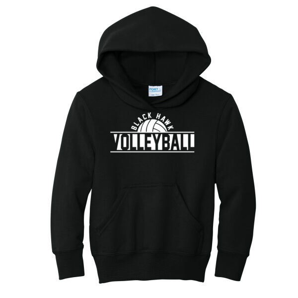 Black Hawk Volleyball 2026 Logo 1 - Youth Core Fleece Pullover Hooded Sweatshirt Thumbnail